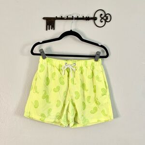 Zara Bright Yellow Paisley Swim Shorts Mens size medium
